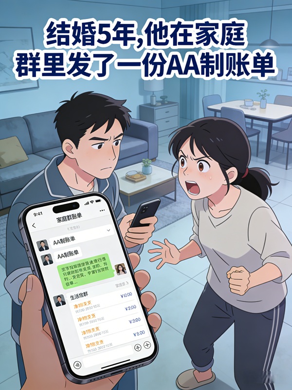 结婚5年,他在家庭群里发了一份AA制账单封面