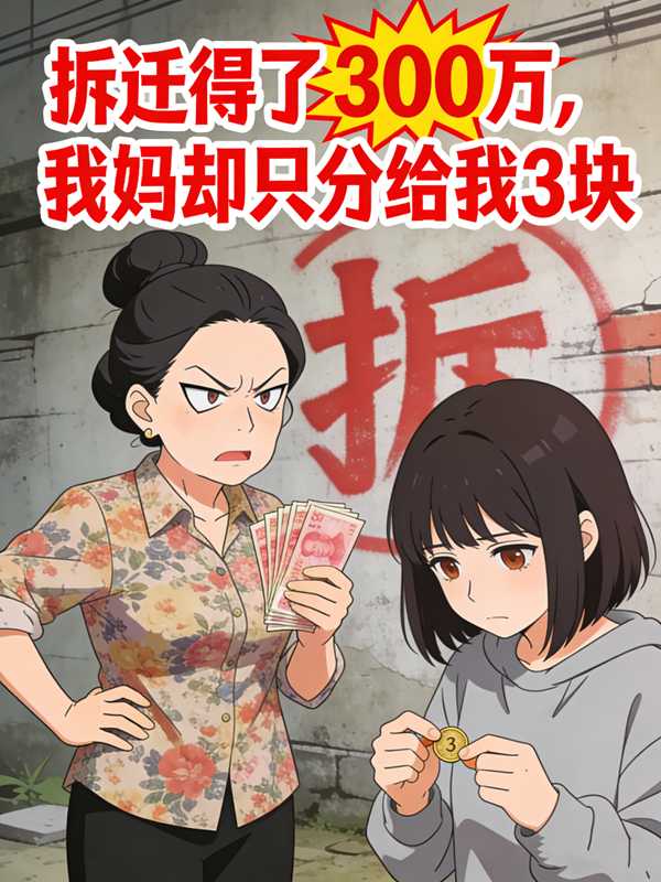 拆迁得了300万，我妈却只分给我3块封面