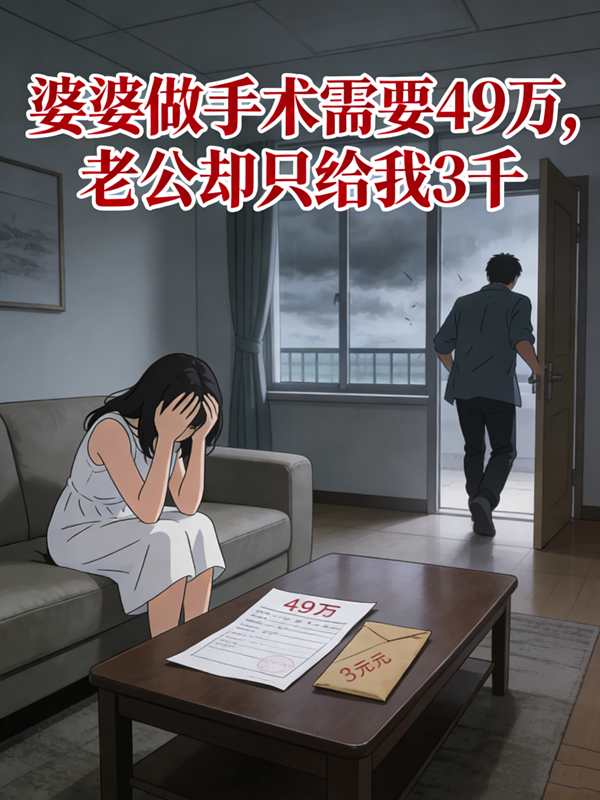 婆婆做手术需要49万,老公却只给我3千封面